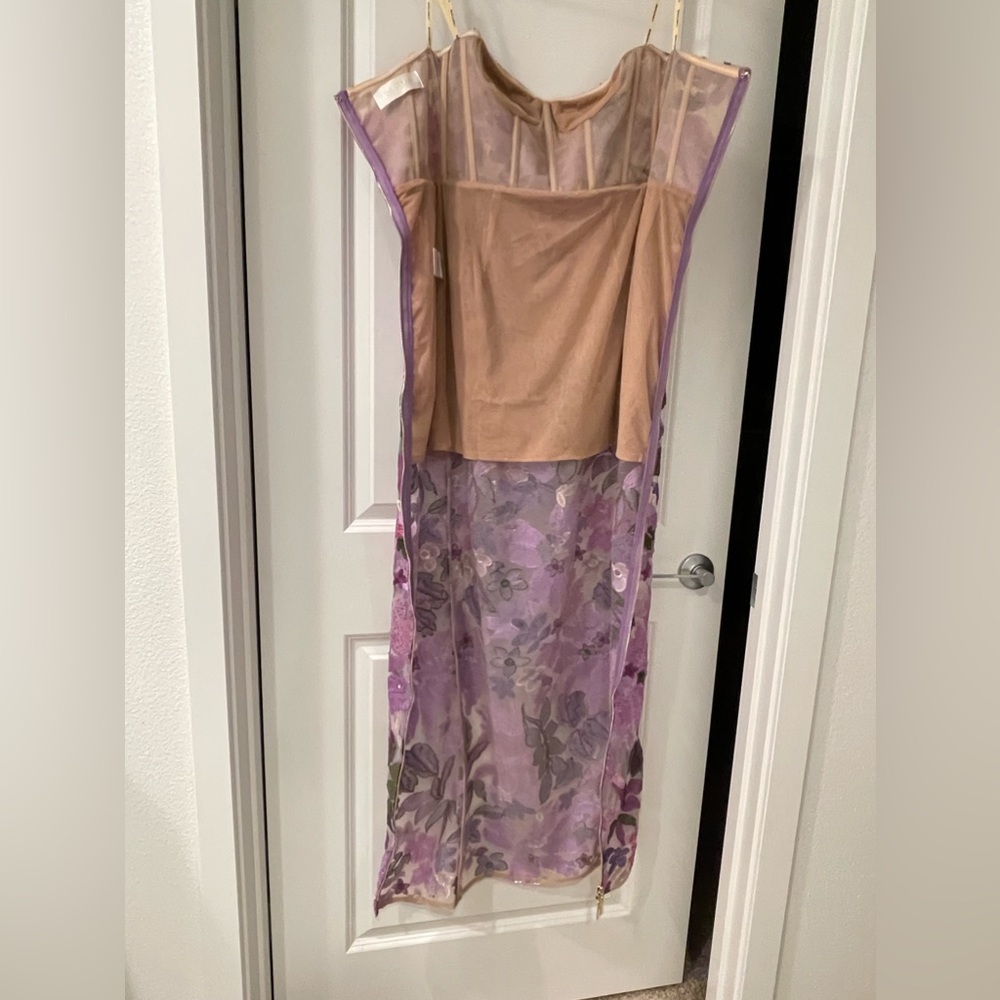 NWOT BRONX AND BANCO Dahlia Strapless Floral-Embroidered Sequin Gown - Picture 13 of 16